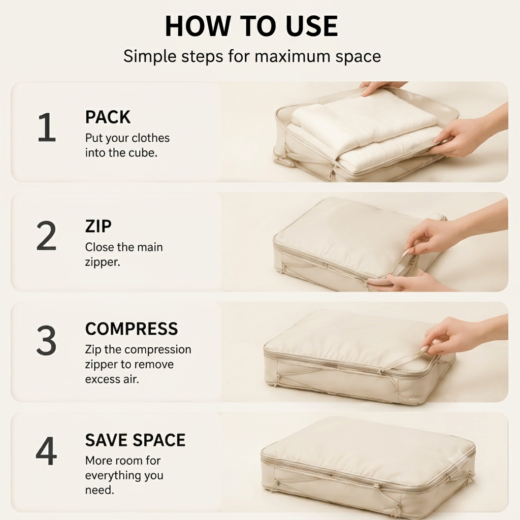Compression Packing Cubes – 4 Piece Travel Set